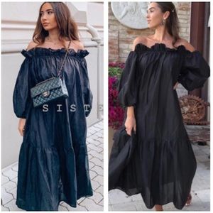 H&M off shoulder voluminous puff sleeve dress